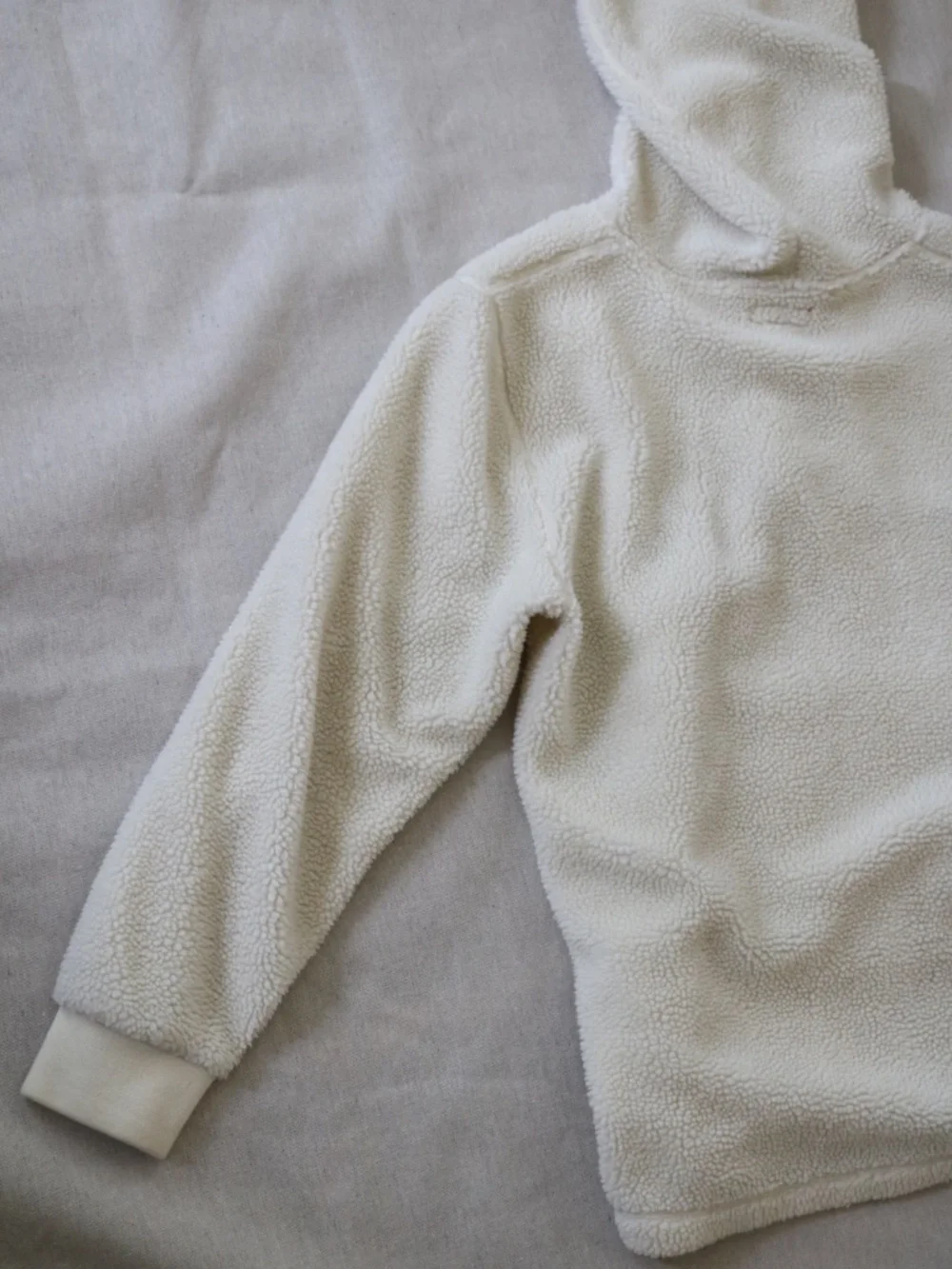 Supreme XL Sherpa Fleece Hoodie Half-Zip Ivory Cream Men's Unisex Pullover